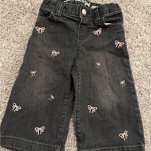 Cat & Jack Black Jeans with Pink Embroidered Bows